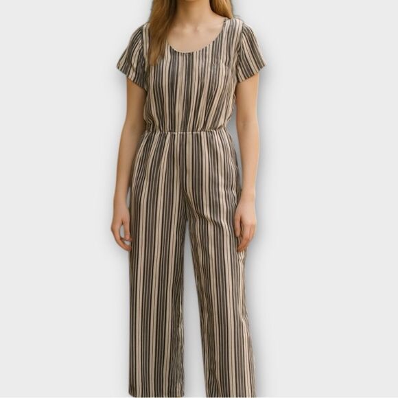 Anthropologie Harlyn Women's Striped Jumpsuit Size S Linen Blend Multicolor - Picture 1 of 7